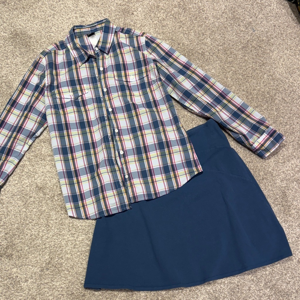 Patagonia Plaid Shirt and skirt set